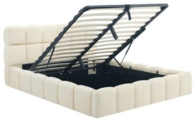 Łóżko 160x200 MURACJA Welurowe Kremowe Z Pojemnikiem