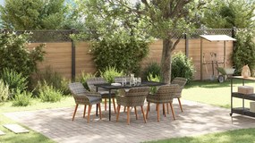7 részes kerti étkezési garnitúra szürke polyrattan