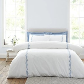 Fehér kétszemélyes háromrészes pamut-perkál ágyneműhuzat 200x200 cm Camille Embroidered Floral – Bianca