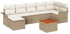 vidaXL Kerti Kanapé Szett tárolóval 8 pcs Beige és krém polirattan