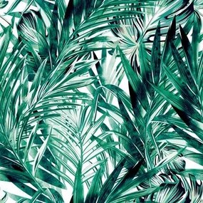 Divatos szövet függöny levelek zöld 140cm pálmafák