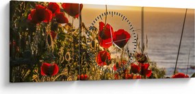 Naplemente és a pipacsok képe (órával) (90x30 cm)