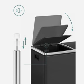 Dupla szemetes, 2 x 24 literes, 2 rekesszel, fekete