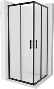 Mexen Rio, szögletes zuhanykabin 80(ajtó)x80(ajtó)x190 cm, 5mm matt üveg, fekete profil, 860-080-080-70-30