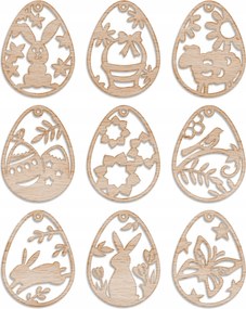 Fa Tojás 9x Tojás Karácsonyi Díszek Húsvéti Rétegelt lemez Dekoráció