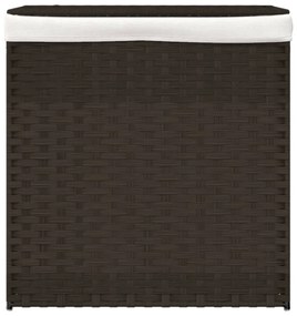 sötétbarna polyrattan szennyeskosár 2 rekesszel 53x35x57 cm