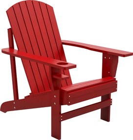 Outsunny Adirondack Kerti Szék Pohártartóval Napozó Erkély Szék Szilárd Fa Piros 72 x 94 x 93 cm | Aosom