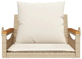 bézs polyrattan hintapad párnákkal 63 x 62 x 40 cm