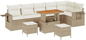 vidaXL Kerti Kanapé Szett 9 pcs Bézs polirattan