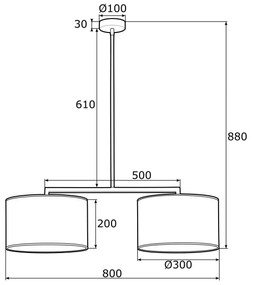 Argon 0900 - Csillár rúdon KARIN 2xE27/15W/230V fehér