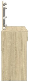 sonoma tölgy színű fésülködőasztal LED-del 100 x 40 x 120 cm