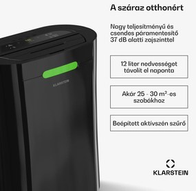 Klarstein AeroDry Smart 12 párátlanító, 12 l/nap, 18 m², páratartalom érzékelő, irányítás alkalmazás segítségével, 135 m³/h