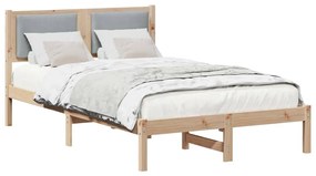 vidaXL Ágykeret fejtámlával Világosszürke 120 x 200 cm Tömör fenyőfa