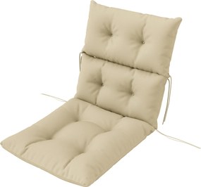 Outsunny Székpárna, 115x56 cm-es Székpárna Kötőszalagokkal, Hátpárna, 10 cm Vastag Párnázás, Vízálló Üléspárna Otthoni, Kerti, Irodai Használatra, Béz