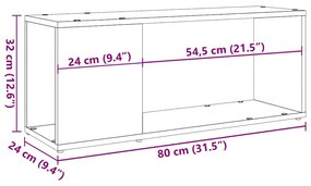 antik hatású szerelt fa TV-szekrény 80x24x32 cm
