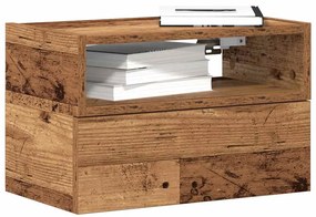 antik fa színű falra szerelhető éjjeliszekrény 45x26x28,5 cm