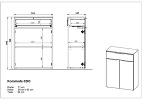 Antracitszürke magas-fali fürdőszoba szekrény 71x95 cm Crandon – Germania