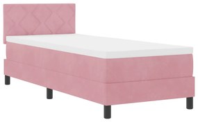 vidaXL Boxspring Ágy Mattal és LED Világítással Rózsaszín 80x200 cm Bársonyos