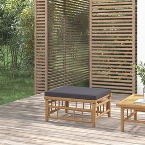 vidaXL bambusz kerti lábtartó sötétszürke párnával