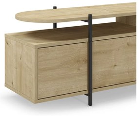 Natúr színű TV-állvány tölgyfa dekorral 160x48 cm Hinoa – Marckeric