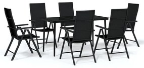 vidaXL 7 részes fekete kerti étkezőgarnitúra