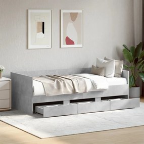 betonszürke kanapéágy fiókkal matrac nélkül 90x200 cm