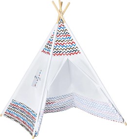 HOMCOM Gyermek Teepee Sátor +3 Éveseknek, Hordozható Fa Gyerek Tipi Ablakkal, Beltéri és Kültéri Használatra 120x120x155 cm Fehér | Aosom
