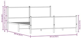 füstös tölgy színű fém ágykeret matrac nélkül 180 x 200 cm
