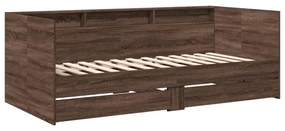 barna tölgy kanapéágy fiókkal matrac nélkül 75x190 cm