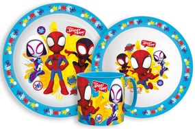 Pókember Spidey Team étkészlet, micro műanyag szett bögrével 265 ml