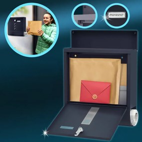 POST postaláda újságtartóval, 30,5x10x33,5cm, antracit Monzana