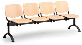 ISO II fa pad, 4 üléses - fekete lábak, bükkfa