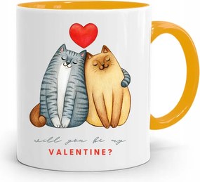 Sárga Bögre Valentin Napra Will You Be Mine Ajándék fényképes nyomtatással