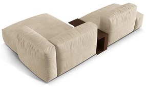 Bézs bársony moduláris sarokkanapé (jobb oldali-heverő résszel) Martina – Micadoni