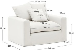 Fehér len fotel Nora – Kave Home