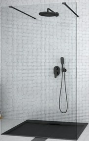 Besco Aveo zuhanyfal 140 cm fekete matt üveg/átlátszó üveg ADB-140-195C