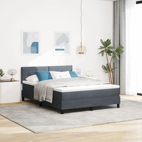 Boxspring Ágy Mattal Sötétszürke 140x200 cm Bársony