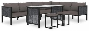 antracitszürke polyrattan sarokkanapé-elem bal oldali karfával
