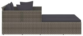 Szürke polyrattan napozóágy párnával 182 x 118 x 63 cm