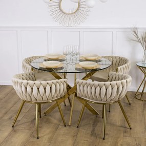 Elegáns Étkezőastzal Üveg/Aranya. SALLO 110 cm