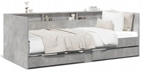 betonszürke kanapéágy fiókkal matrac nélkül 75x190 cm