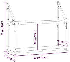 Falpolc polcokkal tárolóval Musta tammi 60 x 21 x 51 cm Faanyag