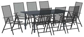 vidaXL Kert étkező szett 9 pcs Antracit Porfestett acél