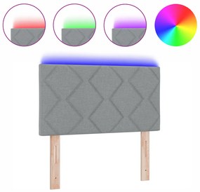 LED háttámla gyémántblokkok dizájnnal világosszürke 80 cm szövet