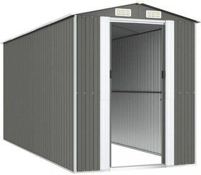 világosszürke horganyzott acél kerti fészer 192 x 440 x 223 cm