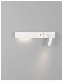 Nova Luce VIDA fali lámpa, olvasókarral, kapcsolóval, fehér, 3000K melegfehér, beépített LED, 51x3W, 350+210 lm, 9533523