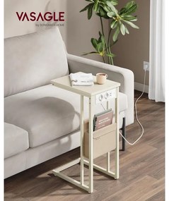 Oldalasztal, éjjeliszekrény beépített elosztóval krémfehér színben