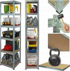 Horganyzott fém tároló állvány Helios 213x30x30cm 6Px175kg Tömör