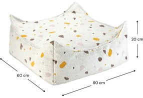 Fehér buklé-zsenília gyerek babzsákfotel Terrazzo Square – Wigiwama