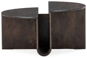 Sötétbarna mangófa kerek dohányzóasztal ø 80 cm Divya – MOME